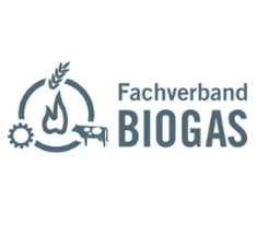 Logo de l'association biogaz avec un vache, le soleil et des grains